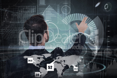 Composite image of businessman in suit  pointing these fingers