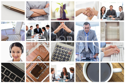 Composite image of plant on desk in the office