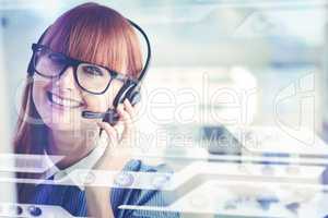 Composite image of attractive hipster woman with headset