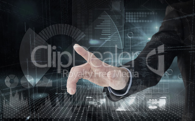 Composite image of businessman hand pointing something