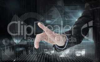 Composite image of businessman hand pointing something