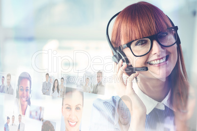 Composite image of attractive hipster woman with headset