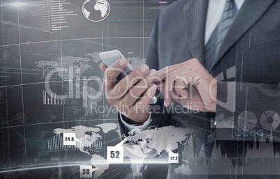 Composite image of businesswoman using smart phone