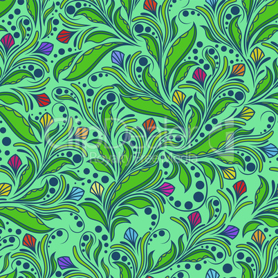 Seamless floral pattern in green hues