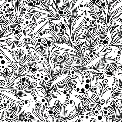 Seamless pattern with herbal elements