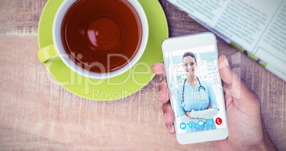 Composite image of view of video chat app