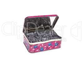 An old tin box full of Shoe nails