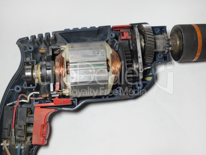 the power drill, disassembled