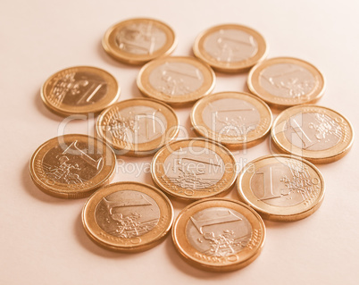 Many one Euro coins vintage