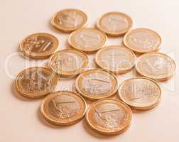 Many one Euro coins vintage