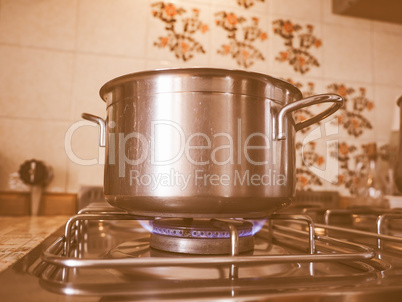 Saucepot on cooker vintage