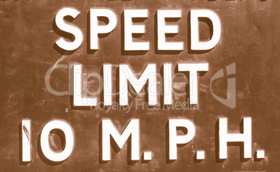 Speed limit sign vintage