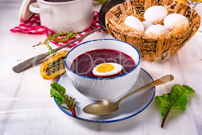 beet green soup with egg