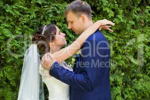 Happy bride and groom on their wedding