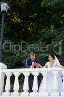 Groom in white shirt kissing bride hand. Very gentle photo