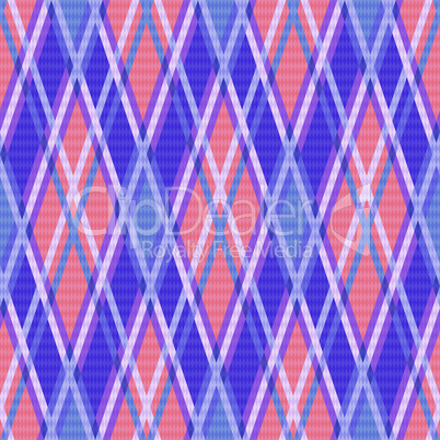 Seamless rhombic pattern in blue, coral and violet