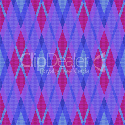 Seamless rhombic pattern in blue, pink and violet