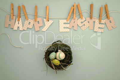 Happy Easter - nest with eggs