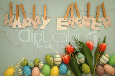 Happy Easter - tulips and eggs