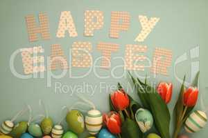 Happy Easter - tulips and eggs