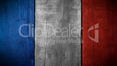 French flag on wood