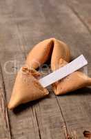 Fortune cookies on wood