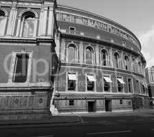 Black and white Royal Albert Hall in London