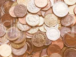 Euro and Pounds coins vintage