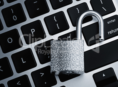 open security lock on computer keyboard