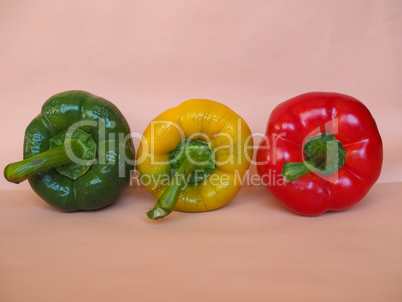 Yellow Green and Red Peppers vegetables