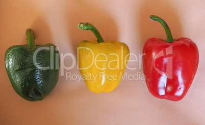 Yellow Green and Red Peppers vegetables