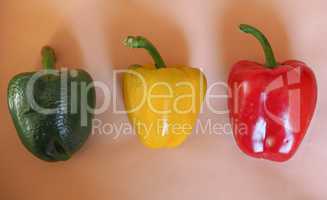 Yellow Green and Red Peppers vegetables