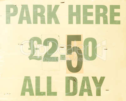 Parking sign vintage