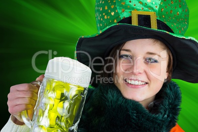 Irish girl holding beer