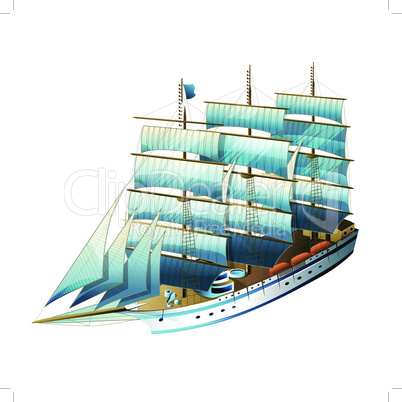 Sailing ship vector illustration on a white background