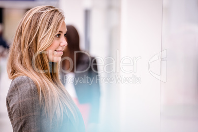 Woman outside a shop