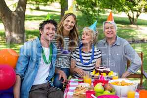 Happy family celebrating a birthday