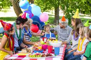 Happy family celebrating a birthday