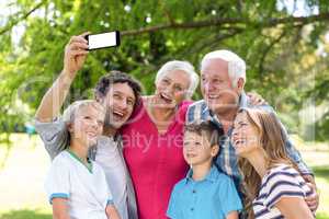 Smiling family taking selfie
