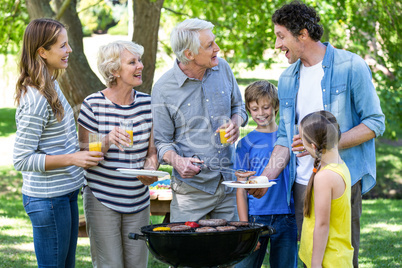 Family having a barbecue