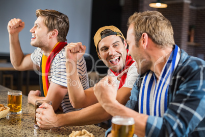 Men cheering with beers