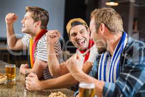 Men cheering with beers