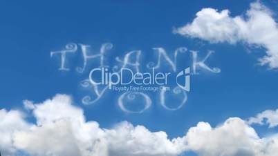 Thank You - cloud words on blue sky