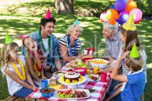 Happy family celebrating a birthday