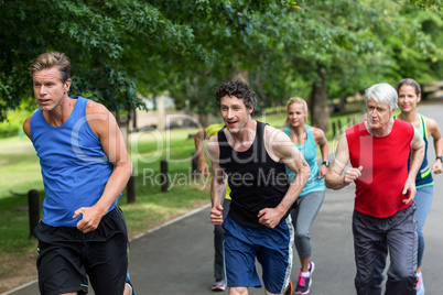 Marathon athletes running