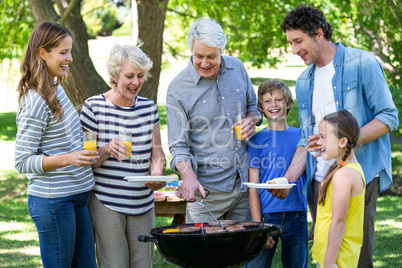 Family having a barbecue