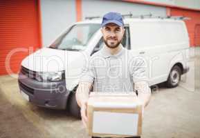 Delivery man holding package