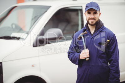 Repairman holding a hammer
