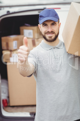 Delivery man holding package