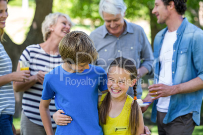 Smiling family standing Smiling family standing